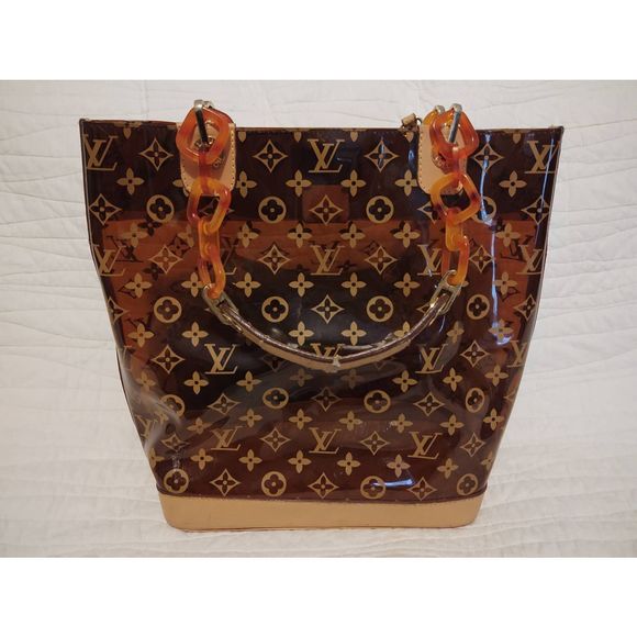 Louis Vuitton M92501 LV Cabas Ambre Brown Monogram Vinyl Tote Bag Purse w/Pouch - Picture 2 of 13